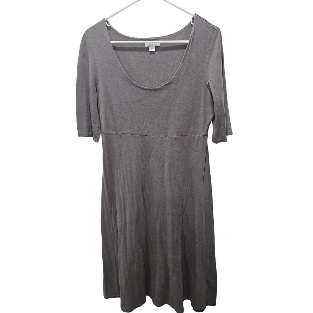 Garnet Hill Gray A-Line Dress Scoop Neck Minimalist Lagom Soft Knit Size S